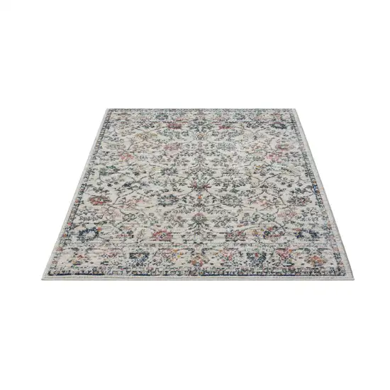 Ivory Floral Area Rug Photo 1