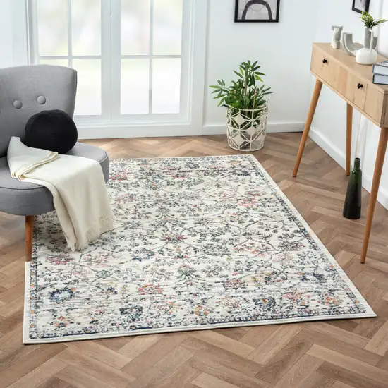 Ivory Floral Area Rug Photo 1