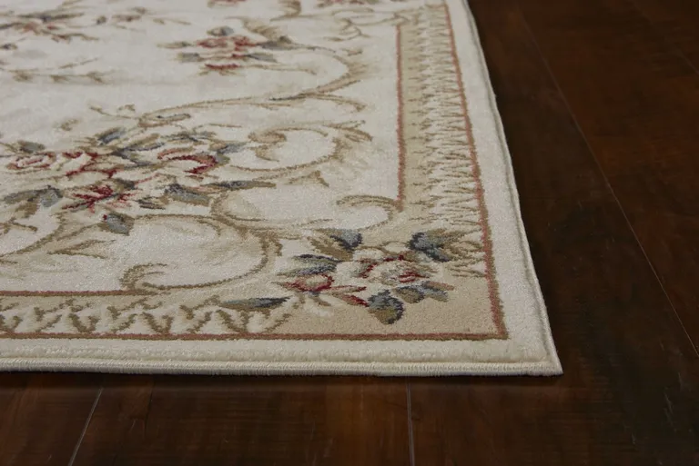 Ivory Floral Bordered Indoor Area Rug Photo 4