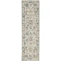 Photo of Ivory Floral Bordered Wool Indoor Area Rug