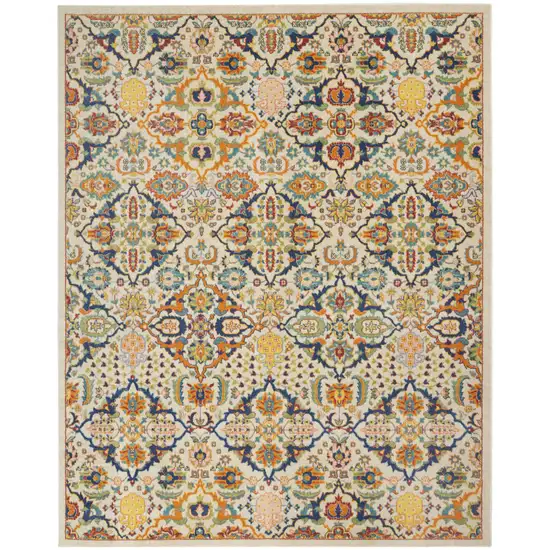 Ivory Floral Power Loom Area Rug Photo 1