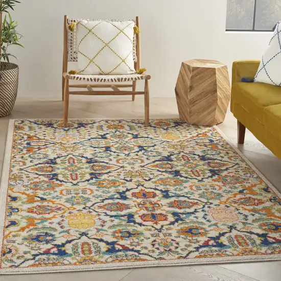 Ivory Floral Power Loom Area Rug Photo 8