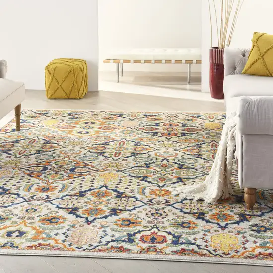 Ivory Floral Power Loom Area Rug Photo 2