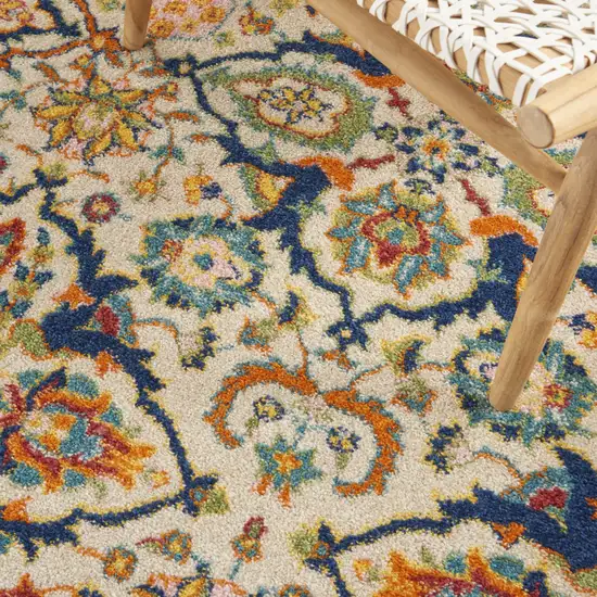 Ivory Floral Power Loom Area Rug Photo 7