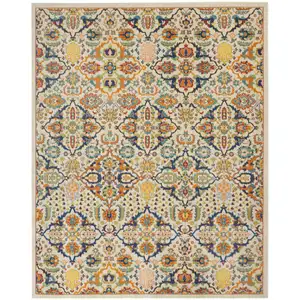 Photo of Ivory Floral Power Loom Area Rug