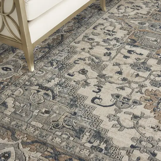 Ivory Floral Power Loom Area Rug Photo 5