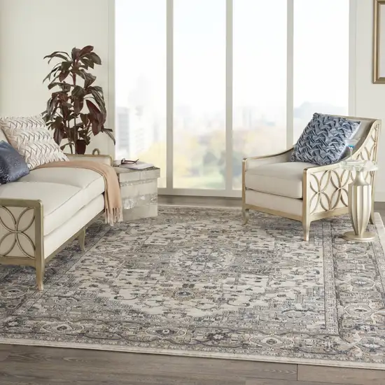 Ivory Floral Power Loom Area Rug Photo 8