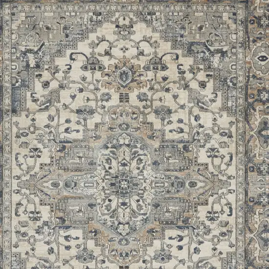 Ivory Floral Power Loom Area Rug Photo 7