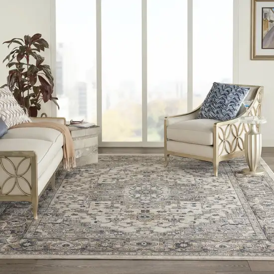 Ivory Floral Power Loom Area Rug Photo 7