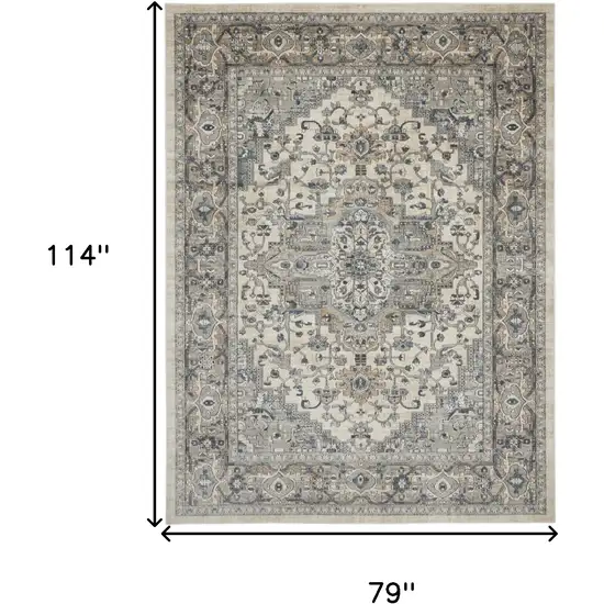 Ivory Floral Power Loom Area Rug Photo 9