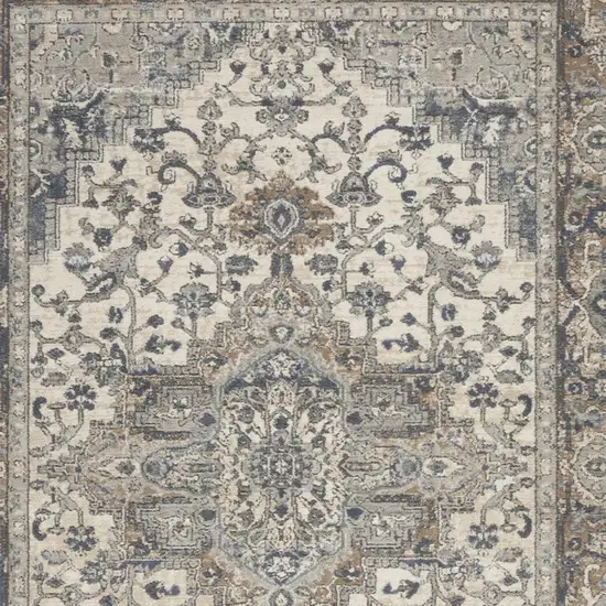 Ivory Floral Power Loom Area Rug Photo 7