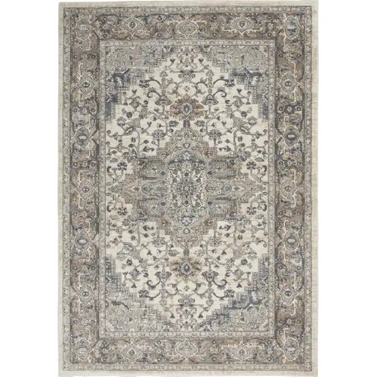 Ivory Floral Power Loom Area Rug Photo 1