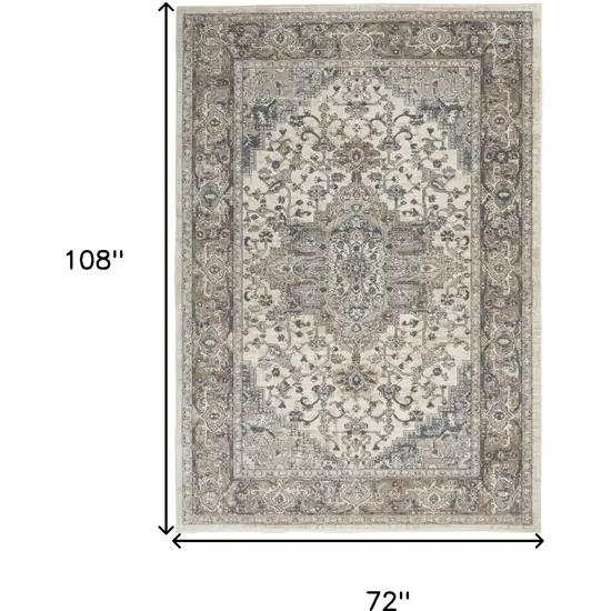 Ivory Floral Power Loom Area Rug Photo 9