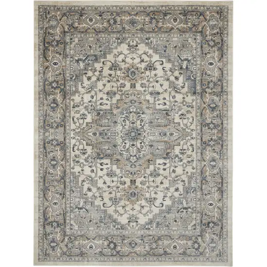 Ivory Floral Power Loom Area Rug Photo 7