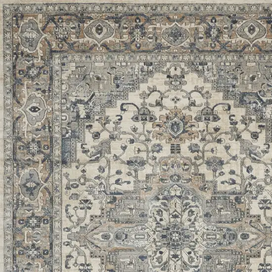 Ivory Floral Power Loom Area Rug Photo 7