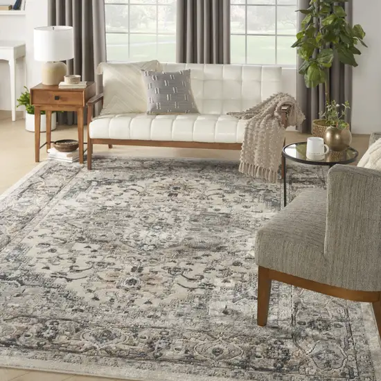 Ivory Floral Power Loom Area Rug Photo 7