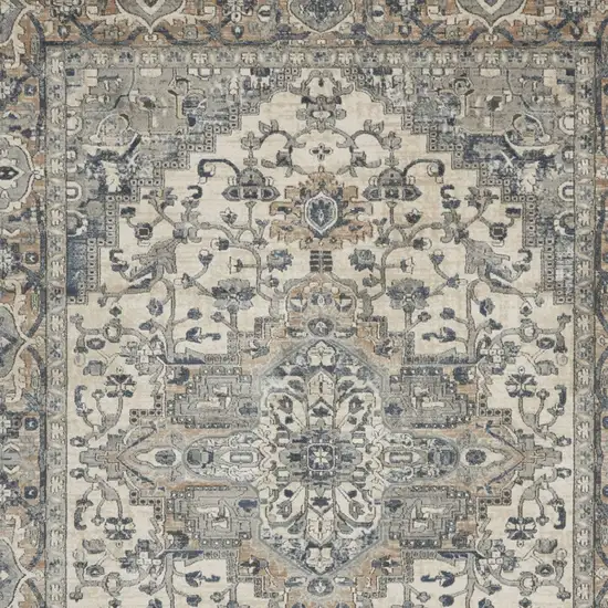 Ivory Floral Power Loom Area Rug Photo 7