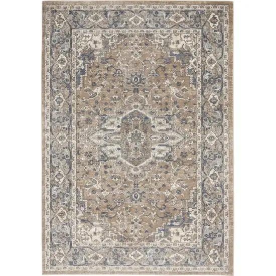 Ivory Floral Power Loom Area Rug Photo 1