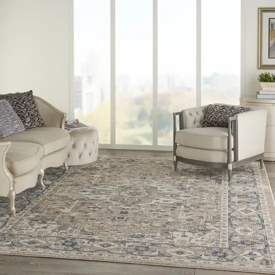 Ivory Floral Power Loom Area Rug Photo 8