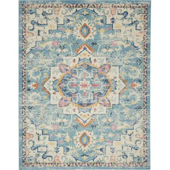 Ivory Floral Power Loom Area Rug Photo 1