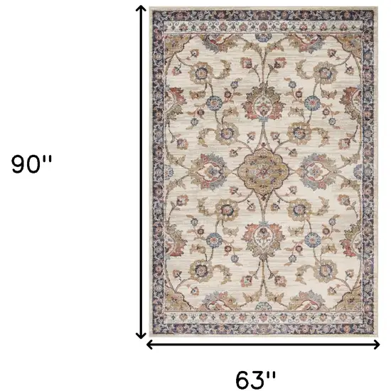 Ivory Floral Power Loom Area Rug Photo 9