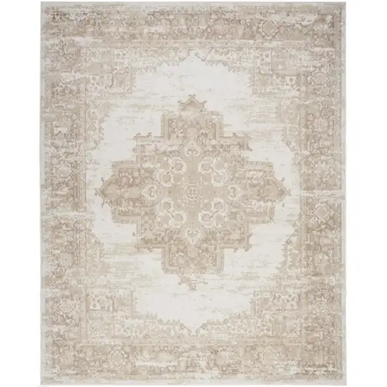 Ivory Floral Power Loom Area Rug Photo 4