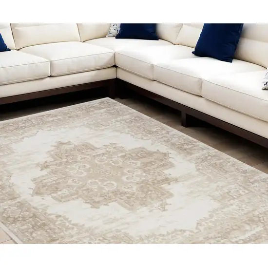 Ivory Floral Power Loom Area Rug Photo 1