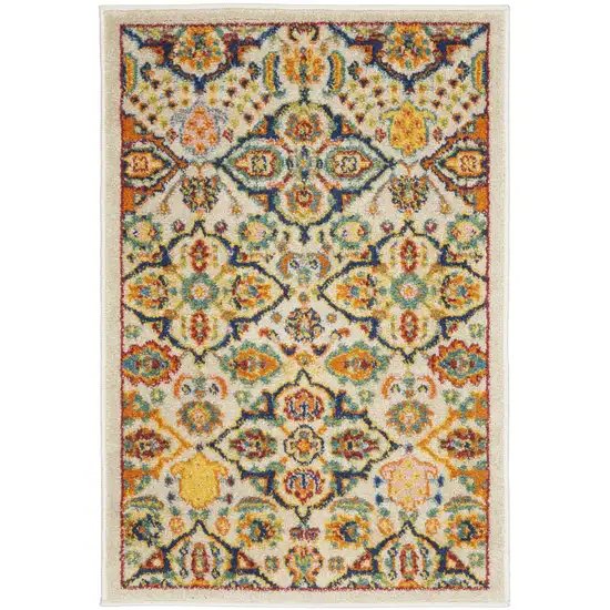 Ivory Floral Power Loom Area Rug Photo 2