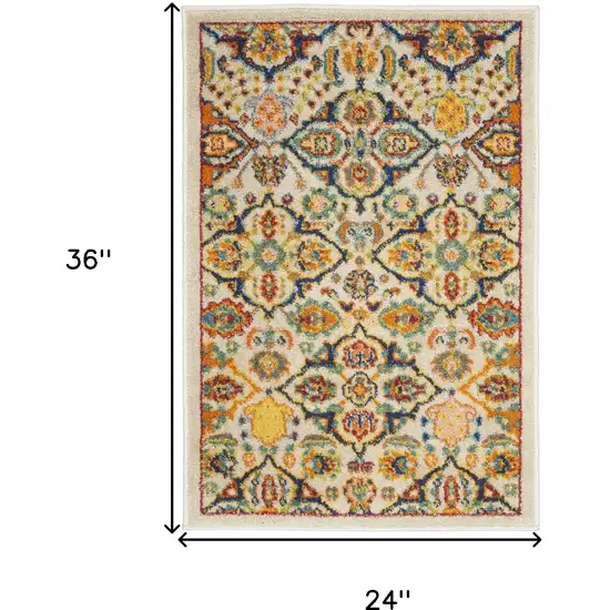 Ivory Floral Power Loom Area Rug Photo 3