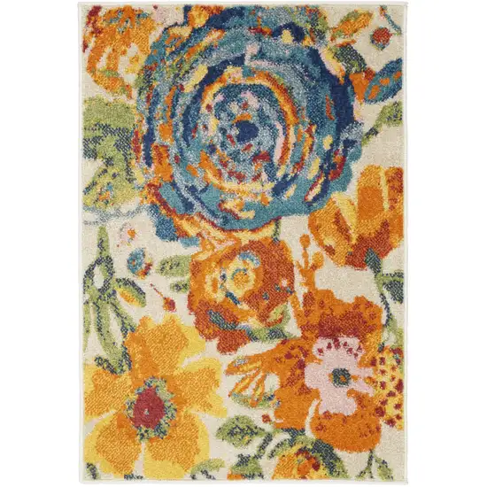 Ivory Floral Power Loom Area Rug Photo 5