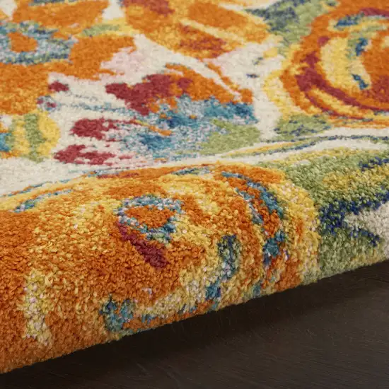 Ivory Floral Power Loom Area Rug Photo 7