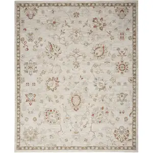 Photo of Ivory Floral Power Loom Distressed Area Rug