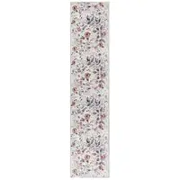 Photo of Ivory Floral Power Loom Washable Non Skid Runner Rug