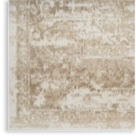 Ivory Floral Power Loom Worn Faded Area Rug Photo 4