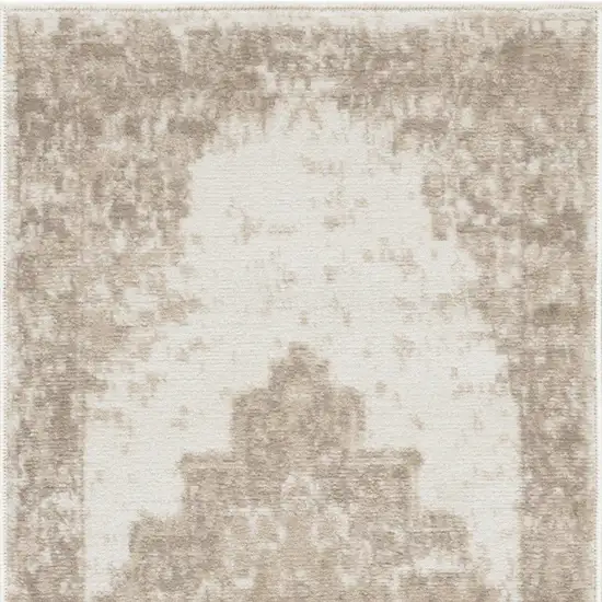 Ivory Floral Power Loom Worn Faded Area Rug Photo 5