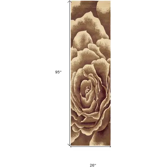 2' X 8' Ivory Floral Runner Rug Photo 5