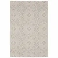 Photo of Ivory Floral Stain Resistant Indoor Outdoor Area Rug