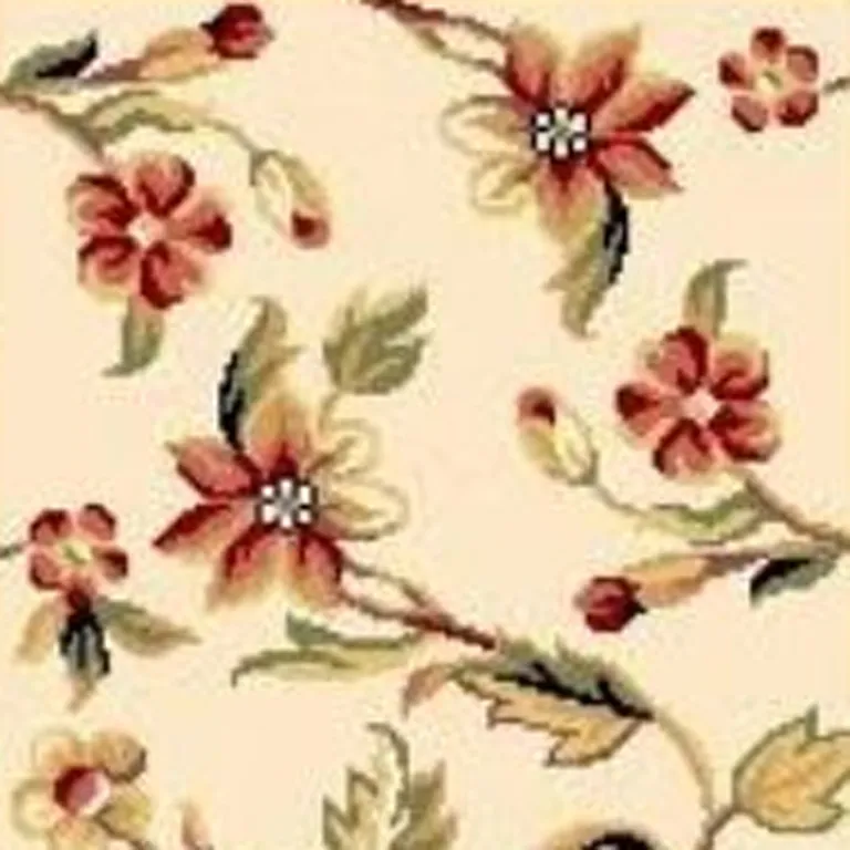 Ivory Floral Vine Runner Rug Photo 3