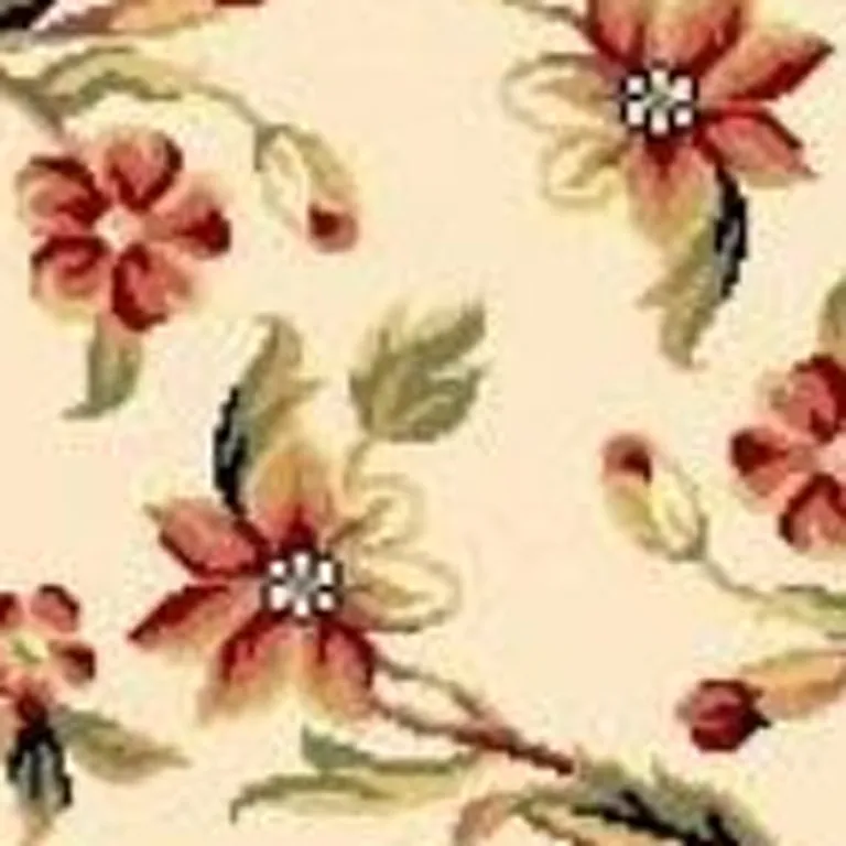 Ivory Floral Vine Runner Rug Photo 2