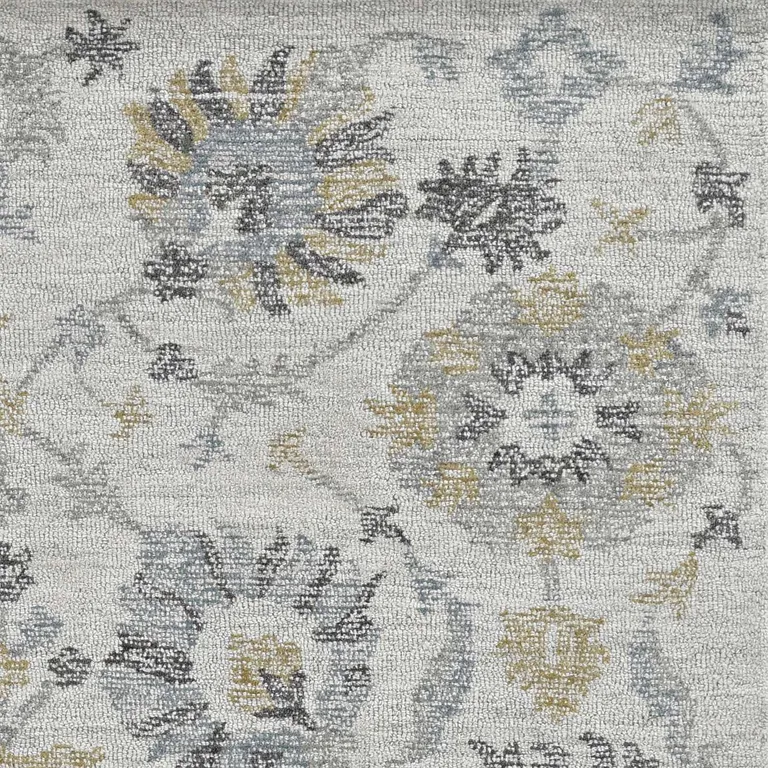 Ivory Floral Vine Wool Runner Rug Photo 2