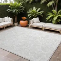 Photo of Ivory Floral Washable Non Skid Indoor Outdoor Area Rug