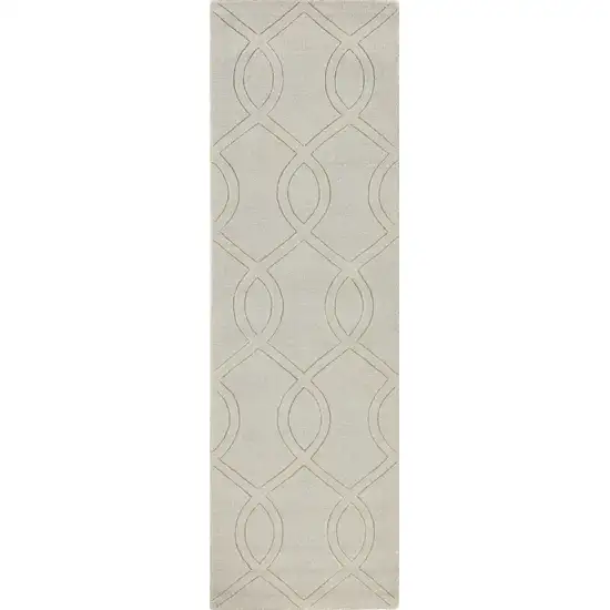 Ivory Frond Leaves Wool Indoor Runner Rug Photo 2