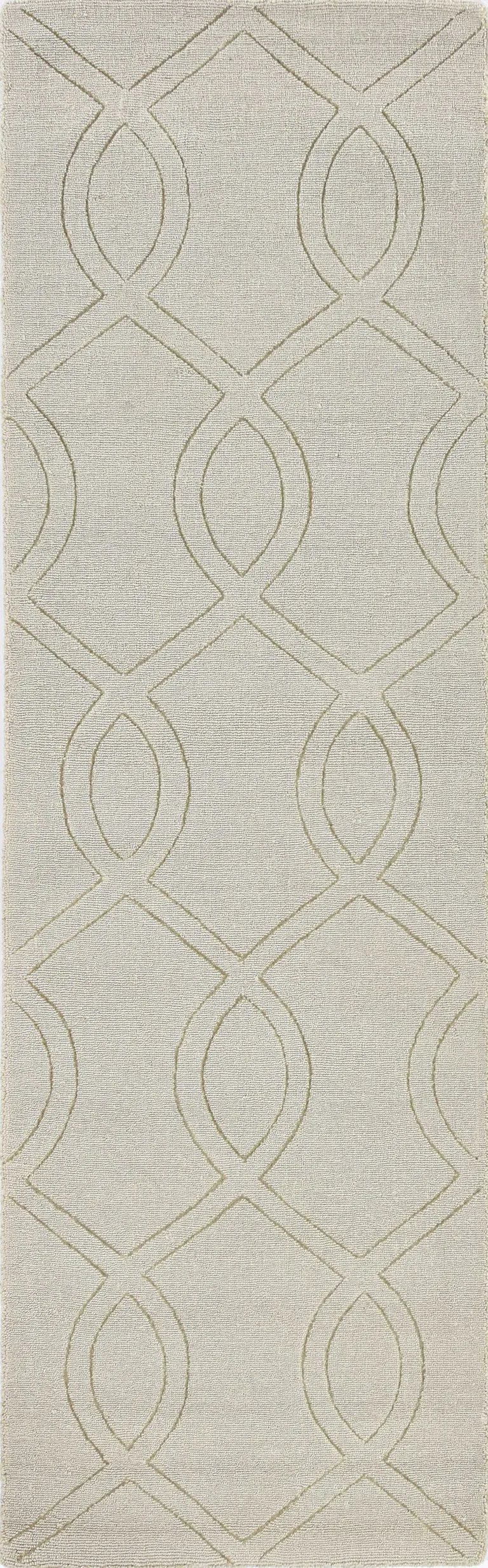 Ivory Frond Leaves Wool Indoor Runner Rug Photo 2