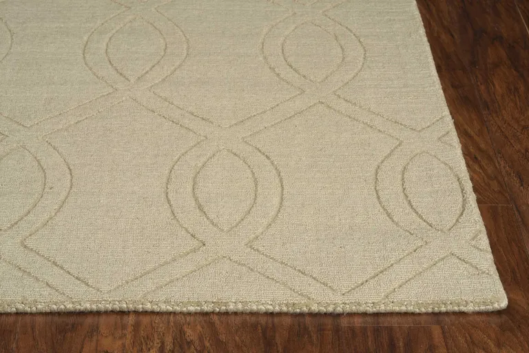 Ivory Frond Leaves Wool Indoor Runner Rug Photo 3