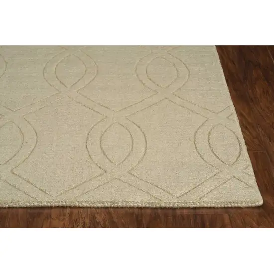 Ivory Frond Leaves Wool Indoor Runner Rug Photo 3