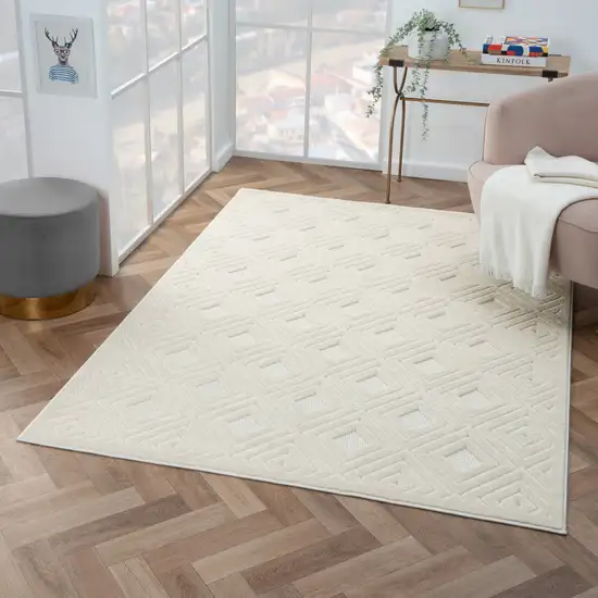 Ivory Geometric Area Rug Photo 8