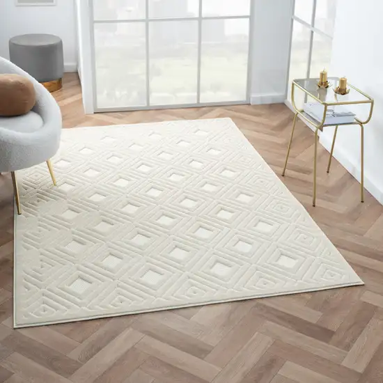 Ivory Geometric Area Rug Photo 6