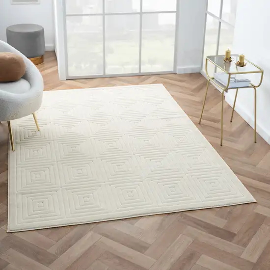 Ivory Geometric Area Rug Photo 6