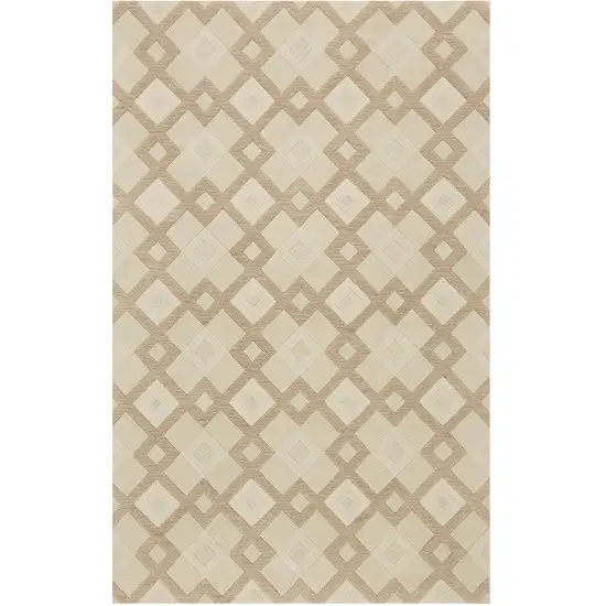 Ivory Geometric Diamonds Wool Area Rug Photo 3