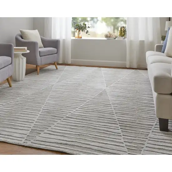 Ivory Geometric Hand Woven Area Rug Photo 9